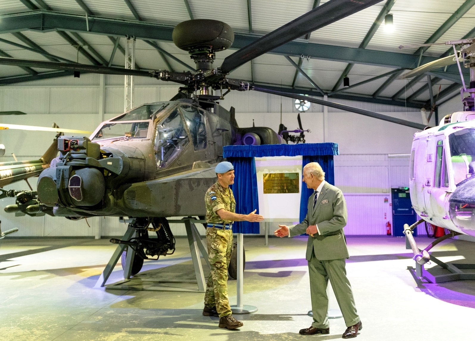 HM King Charles III unveils Apache AH Mk.1 at Army Flying Museum