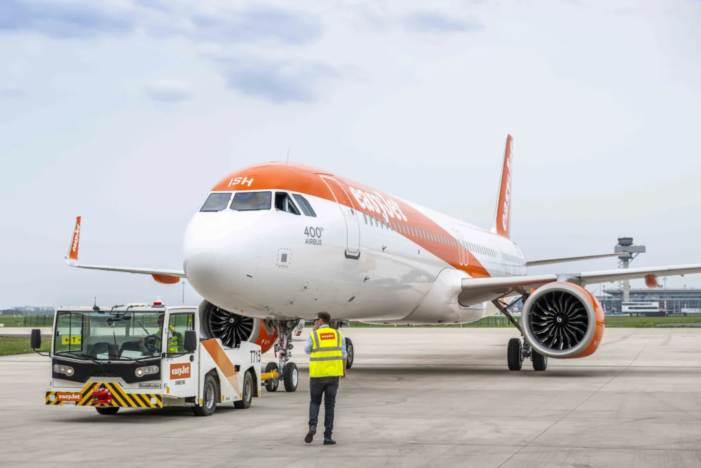 EasyJet airbus aircraft at the airport