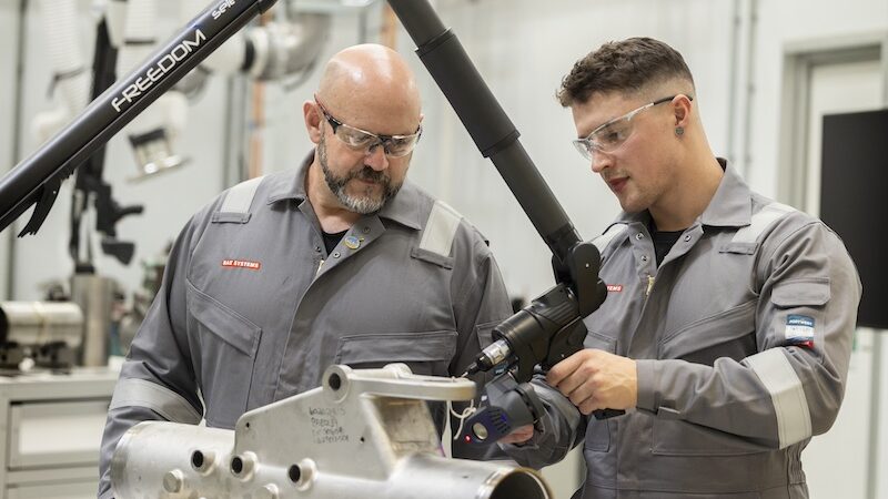 Apprentice working at a UK defence manufacturer