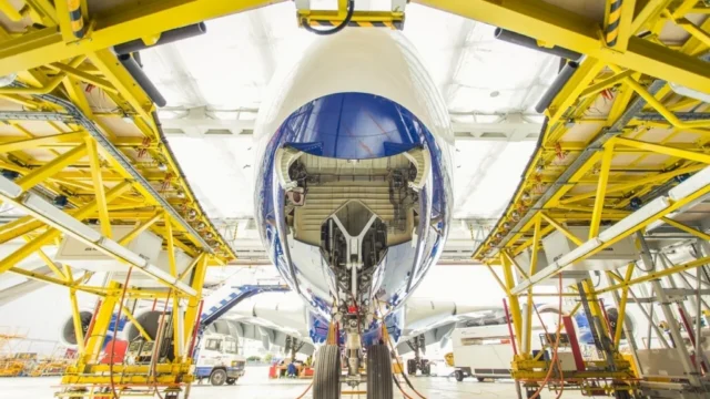 British Airways Airbus A380 in the MRO workshop