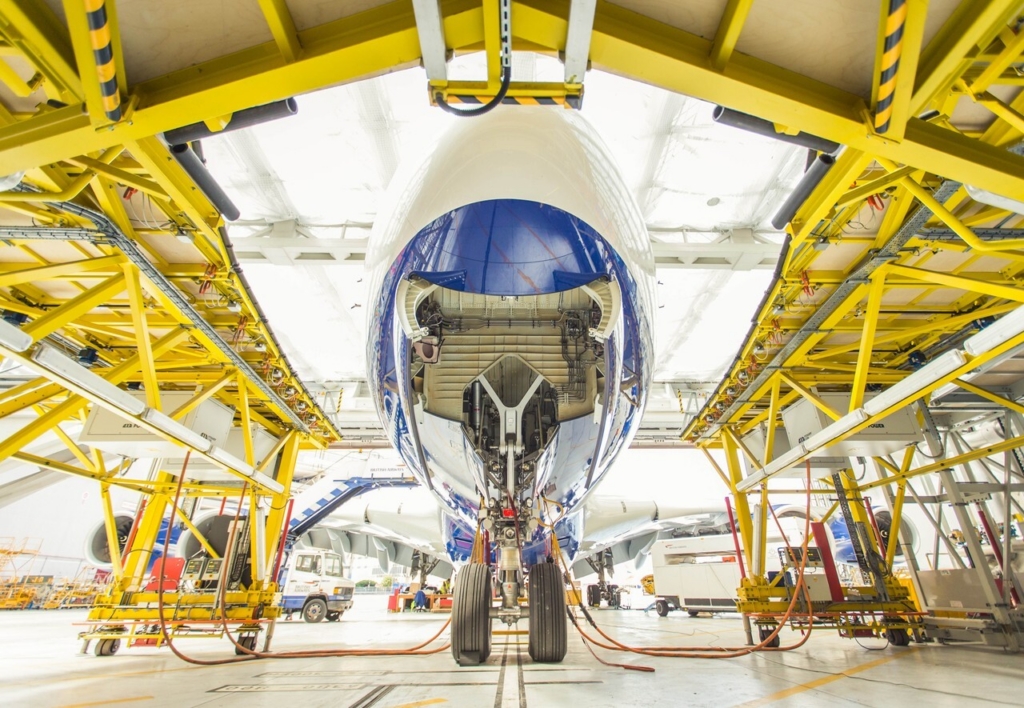 British Airways Airbus A380 in the MRO workshop