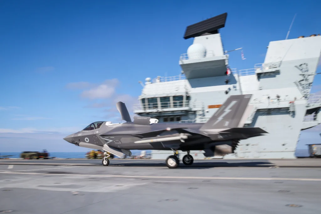 F-35B taking off from Royal Navy aircraft carrier
