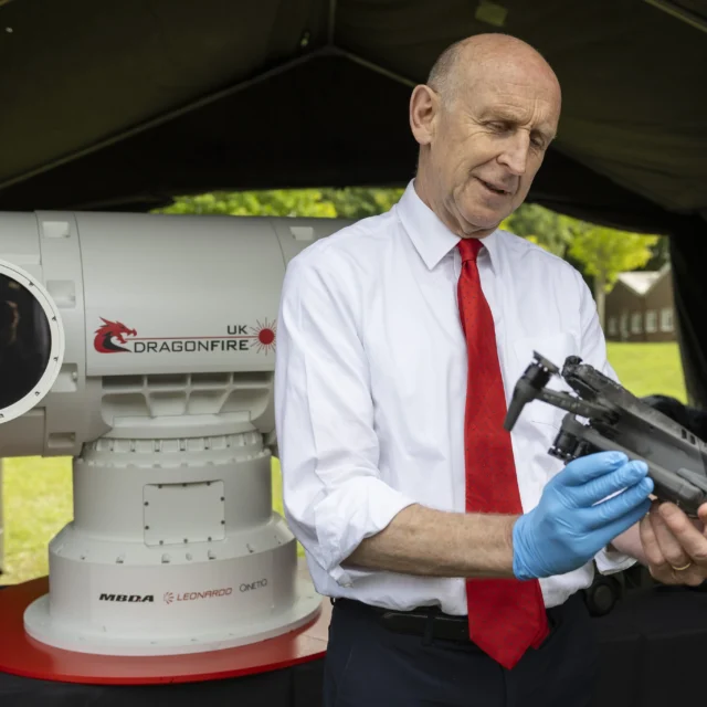 John Healey with drone and Dragonfly laser