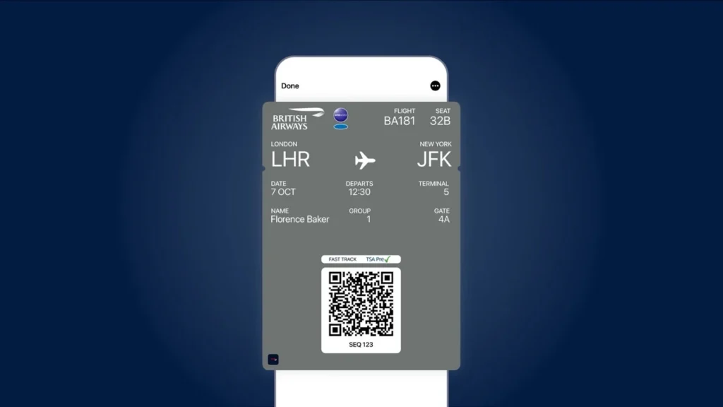 British Airways app check-in
