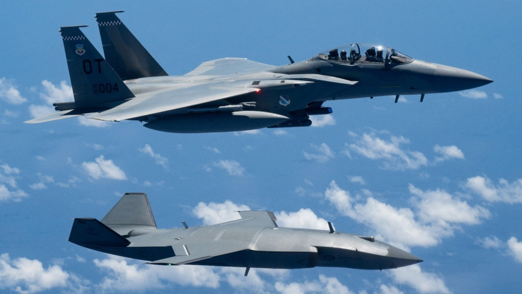 Boeing MQ-38 flies with F-15EX during exercise valiant shield