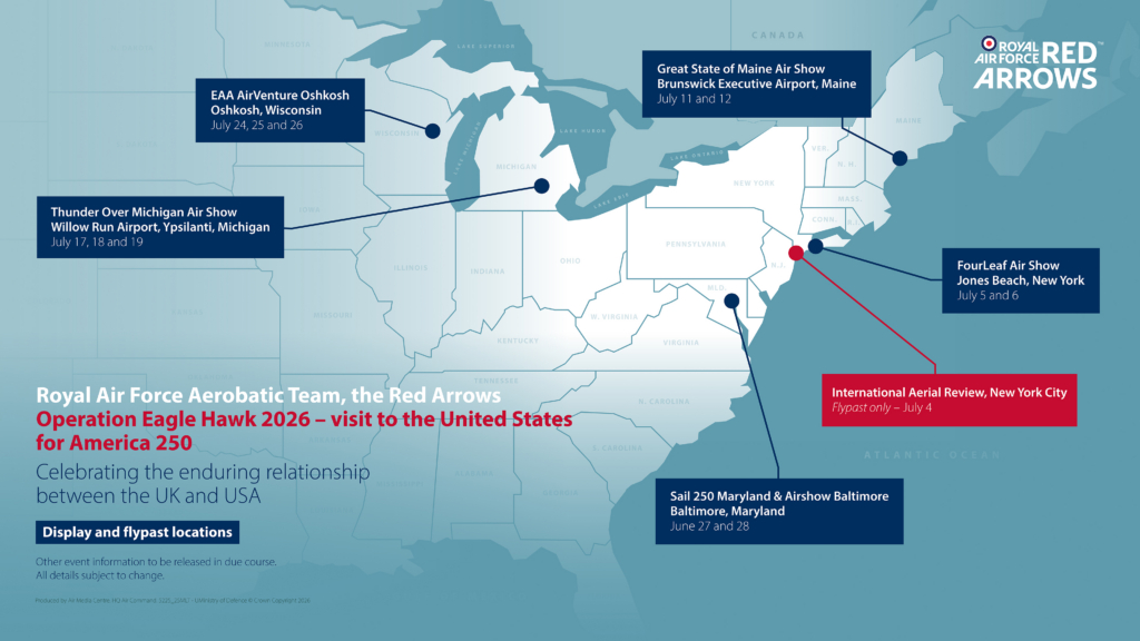 Red Arrows operation eagle hawk display locations map