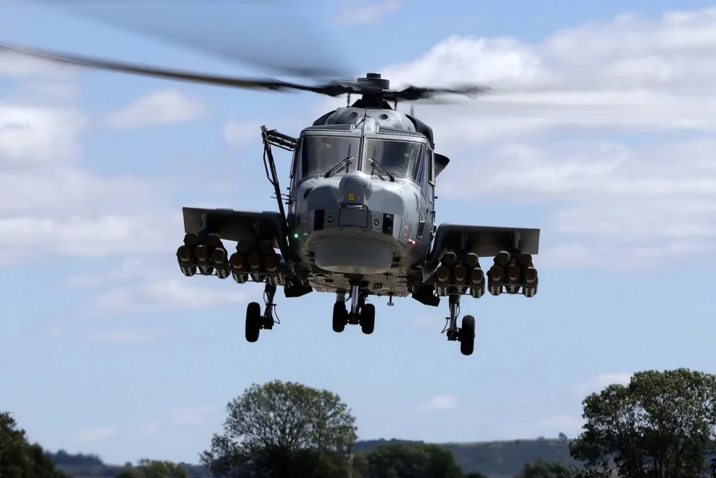 A wildcat fitted with additional sensors in flight