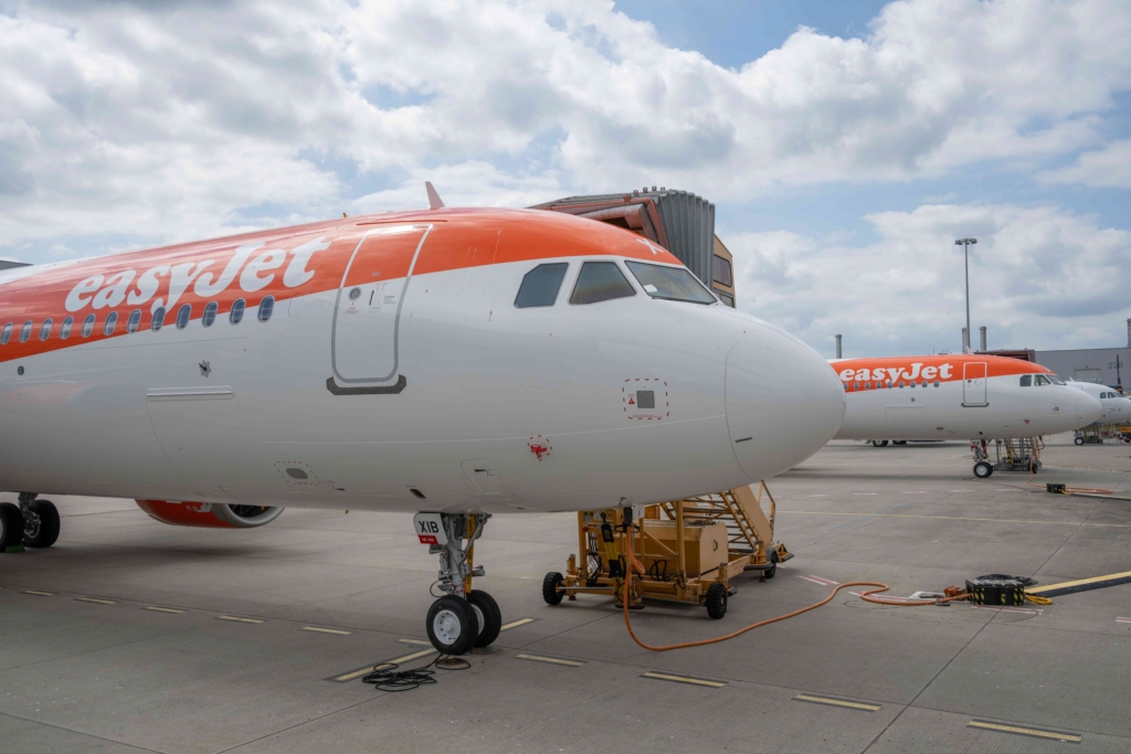 easyJet Airbus parked at the airport