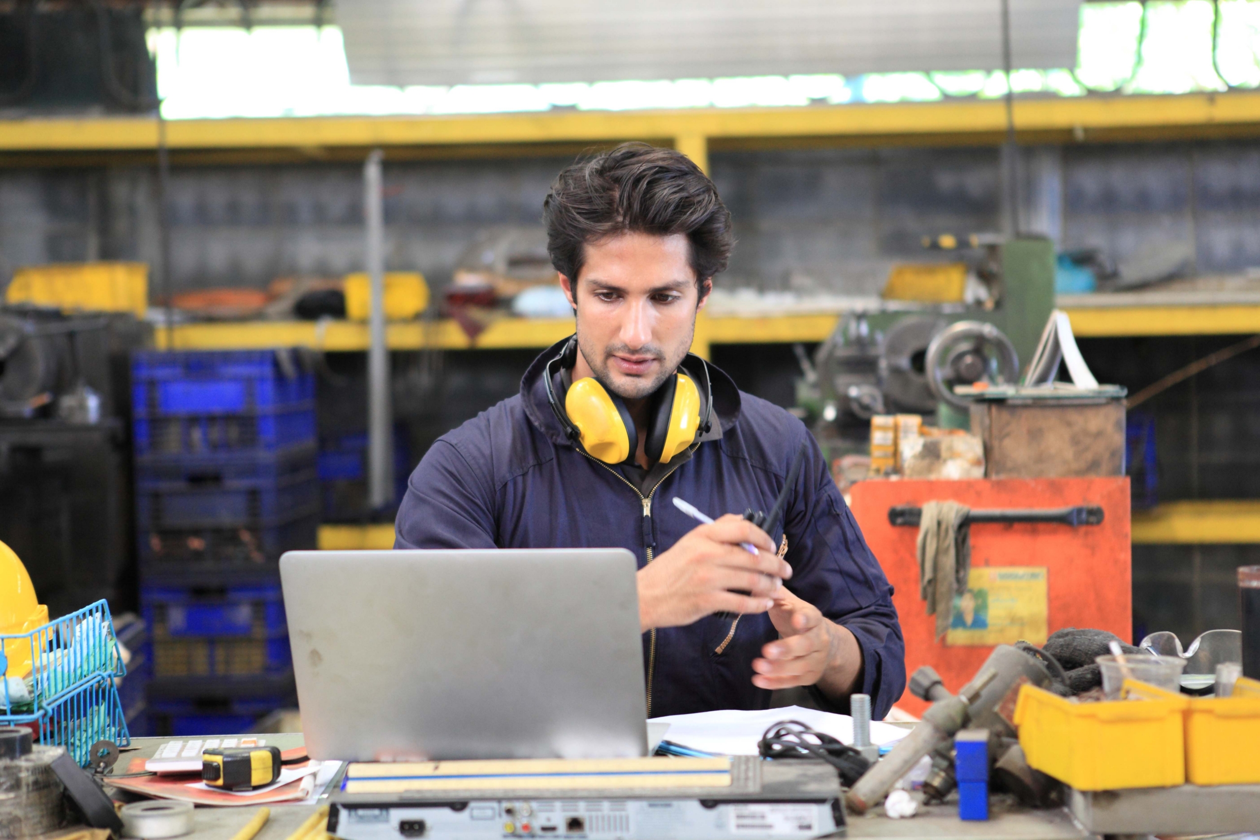 Small business worker developing products for defence