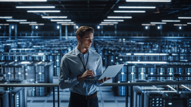 IT technician checks cyber security in the office