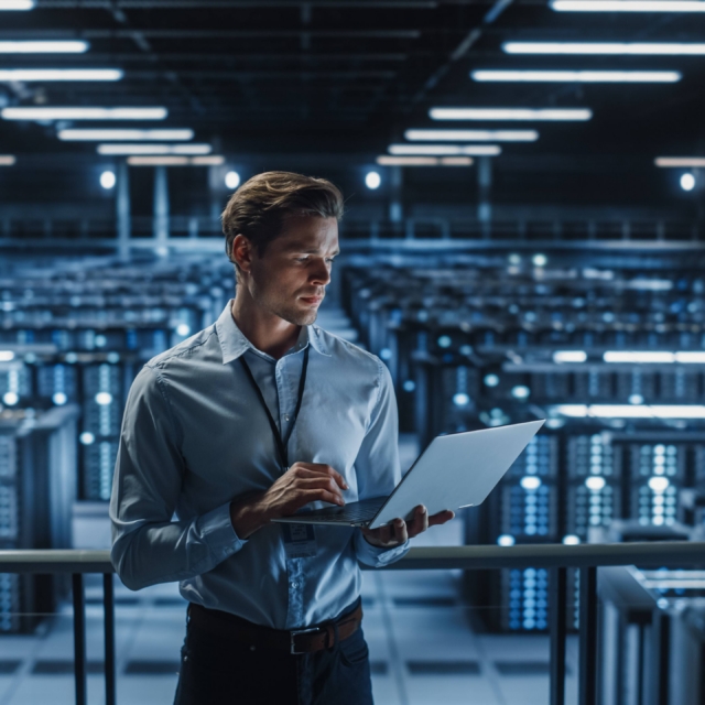 IT technician checks cyber security in the office