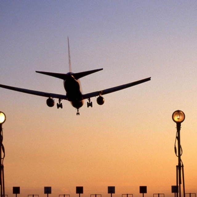Aircraft landing at Heathrow Airport