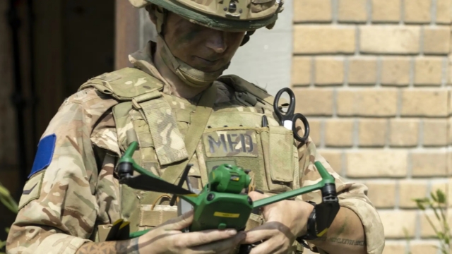 British Army medic with drone
