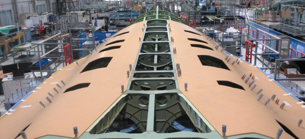 The bulbous central fuselage section of BAE Systems' CAFD demonstrator is seen underway at the firm's facility in Samlesbury, Lancashire, in July 2026. Image: BAE Systems