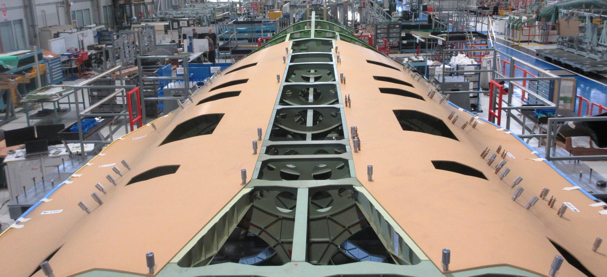 The bulbous central fuselage section of BAE Systems' CAFD demonstrator is seen underway at the firm's facility in Samlesbury, Lancashire, in July 2026. Image: BAE Systems