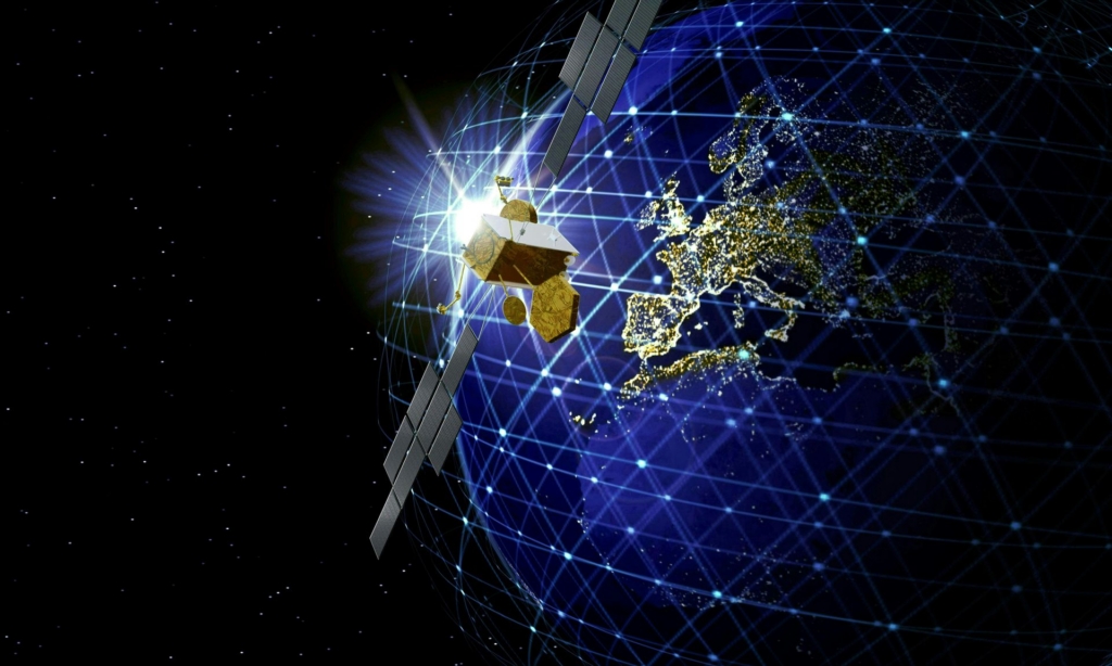 A digital rendering of the UK's Skynet 6A satellite, which is expected to be launched into orbit in 2027. Image: Airbus