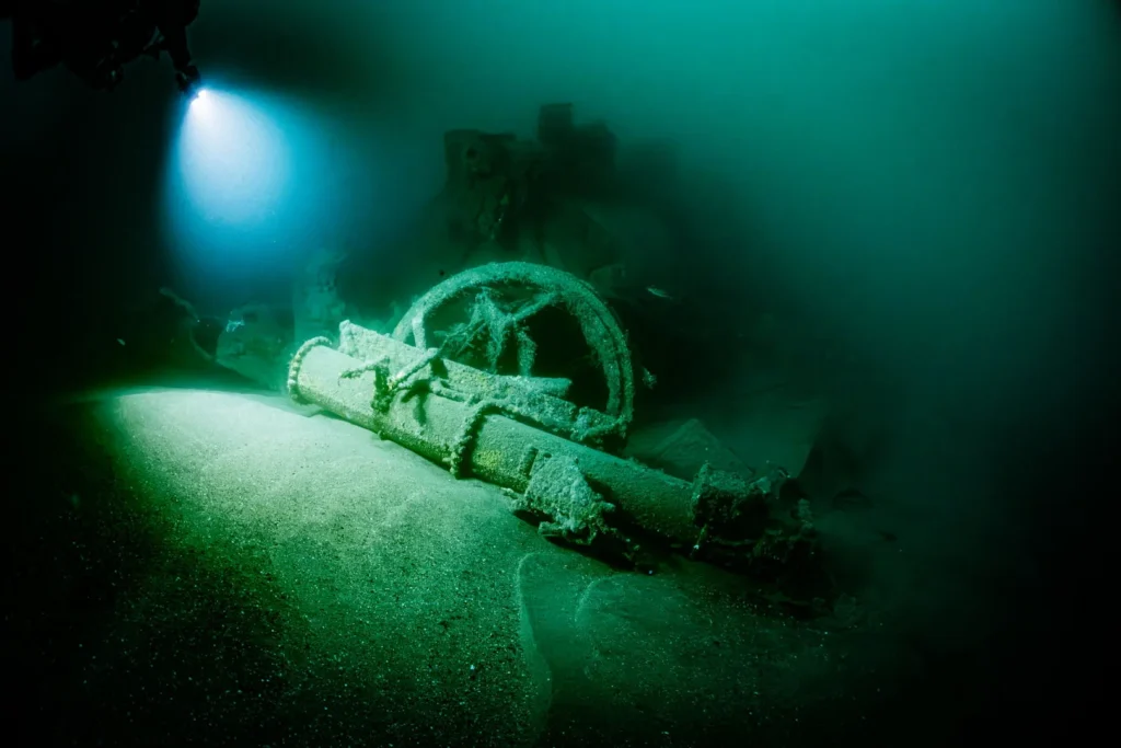 Whitehead-torpedo-tube-located-on-the-bow-section-of-the-wreck