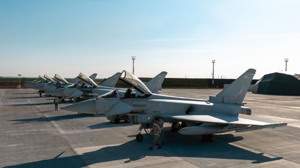In total, the RAF dispatched five Typhoon FGR4s - all of which were operated by the Coningsby-based No 3(F) Squadron - to Romania for Operation Biloxi 2026. Image: MOD Crown Copyright/AS1 Christian Sparks