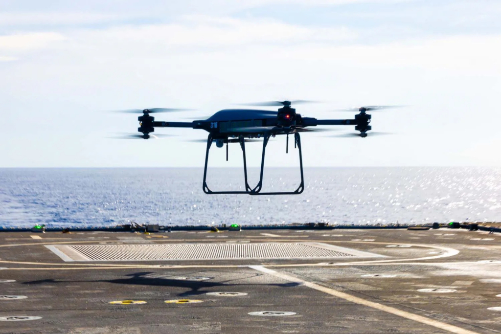 Malloy T-150B drone on HMS Trent flying