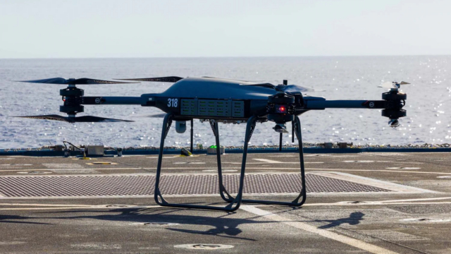 Malloy T-150B drone on HMS Trent warship