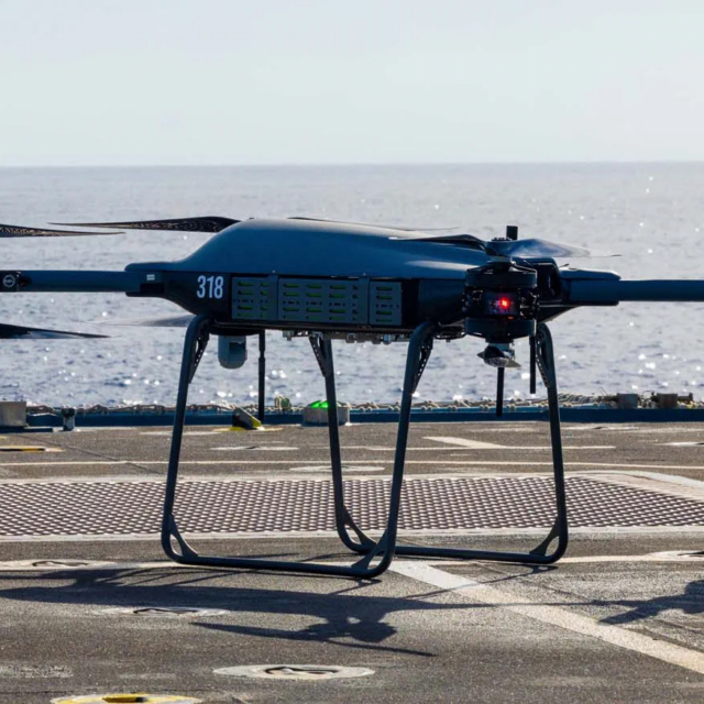 Malloy T-150B drone on HMS Trent warship