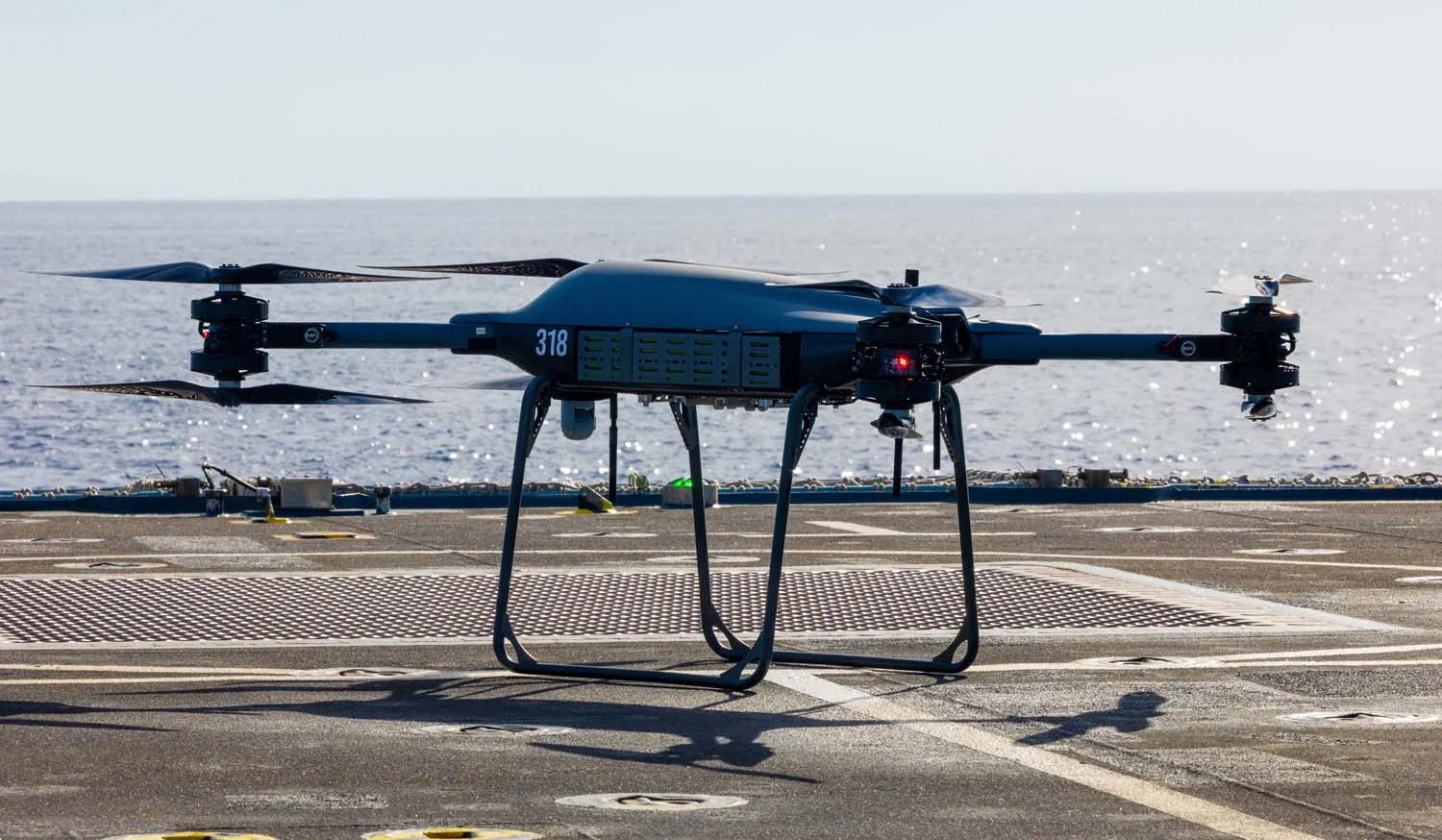 Malloy T-150B drone on HMS Trent warship