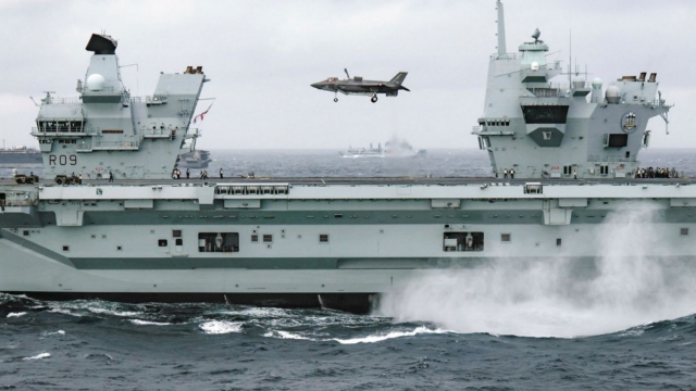 An F-35B landing on HMS Prince of Wales, one of the Royal Navy wearships on which MEWSIC is set to be installed. Image: U.K. MoD © Crown copyright 2024