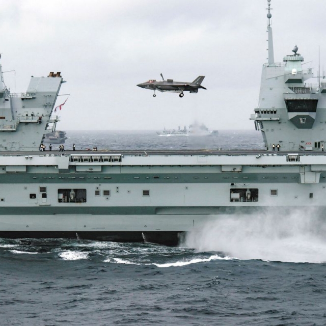 An F-35B landing on HMS Prince of Wales, one of the Royal Navy wearships on which MEWSIC is set to be installed. Image: U.K. MoD © Crown copyright 2024