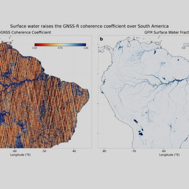 HydroGNSS coherent channel detecting surface water at a high resolution, even when under a vegetation canopy.