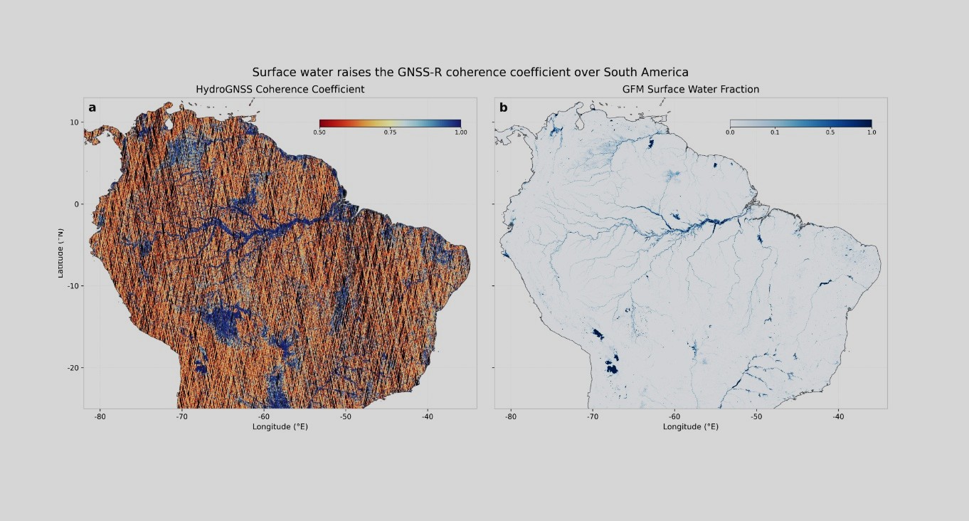 HydroGNSS coherent channel detecting surface water at a high resolution, even when under a vegetation canopy.