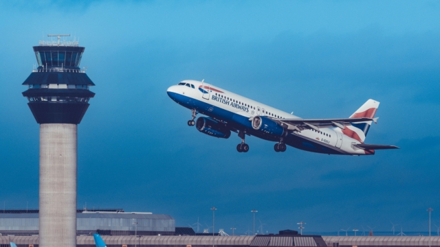 A British Airways Airbus A320-232 takes off from Manchester Airport