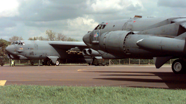 B-52H Stratofortress taxis along the flight line at RAF Fairford