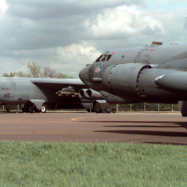 B-52H Stratofortress taxis along the flight line at RAF Fairford