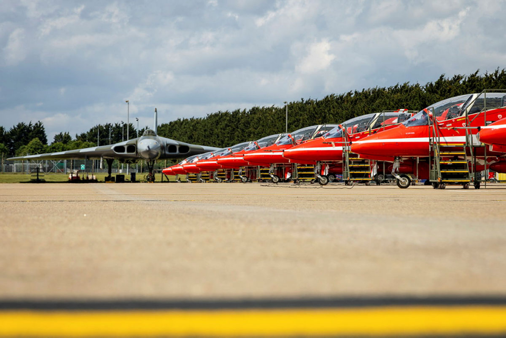 Red Arrows and Vulcan at RAF Waddington, Lincolnshire