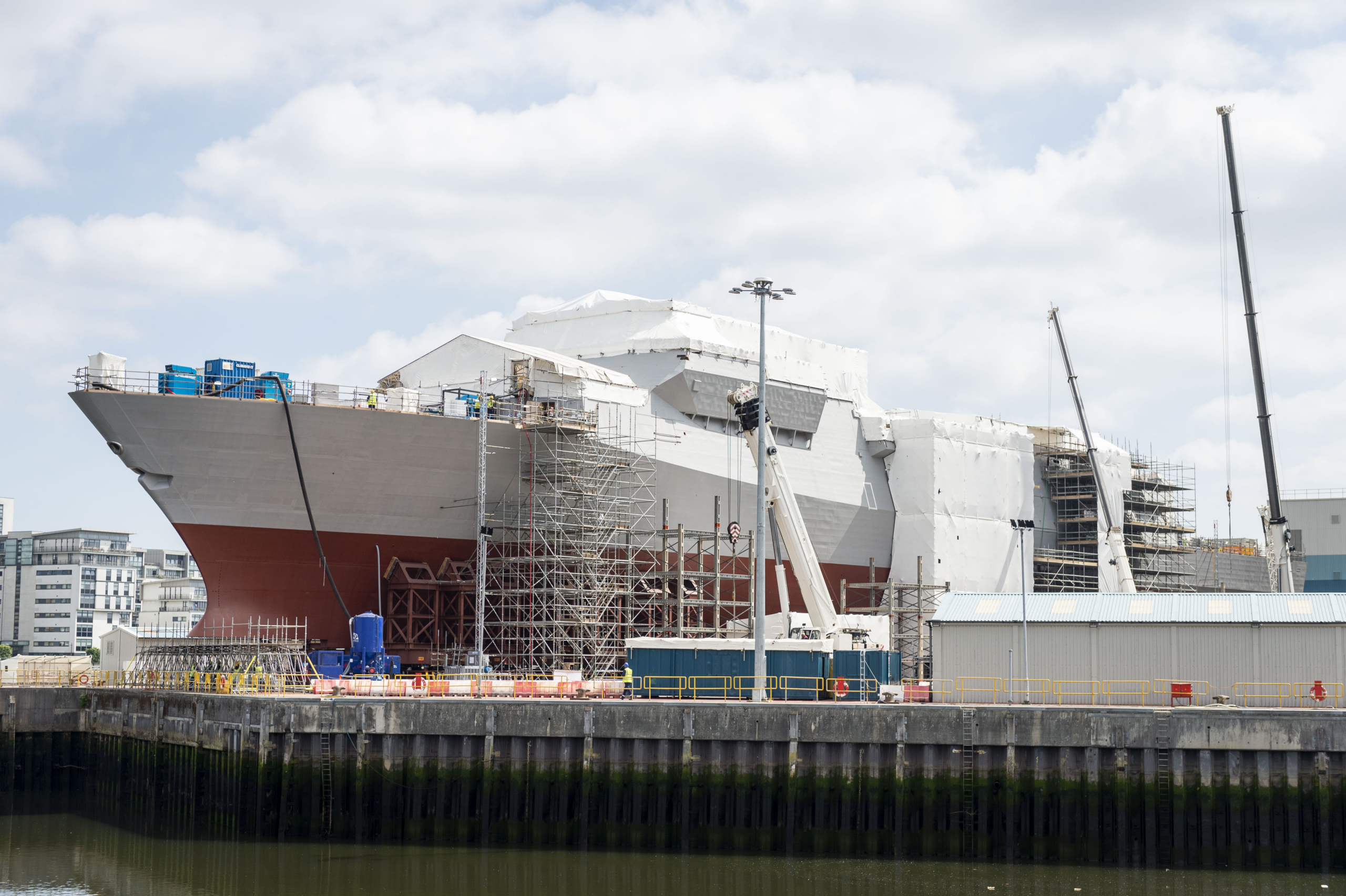 The UK's first Type 26 frigate, HMS Glasgow (F88), is seen under construction at BAE Systems' shipyard in Govan, Scotland, on 29 June 2021. Image: MOD Crown Copyright/Jack Eckersley