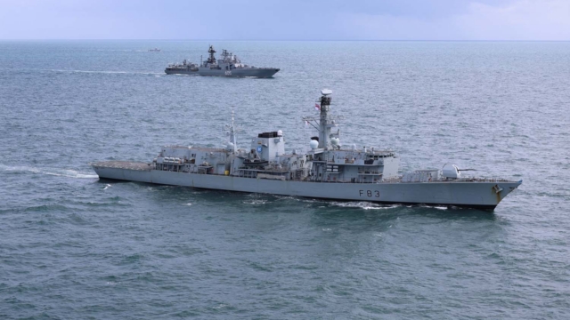 HMS St Albans monitoring Admiral Levchenko