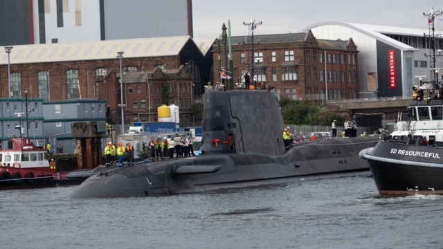 HMS Agamemnon leaves Barrow in Furness