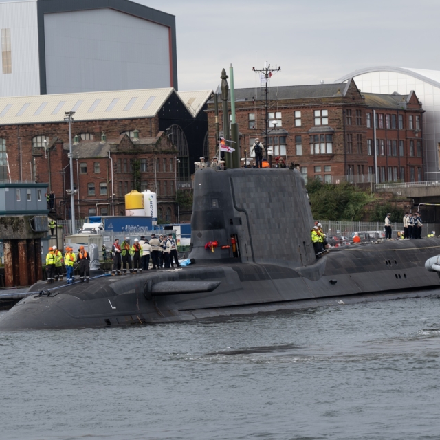 HMS Agamemnon leaves Barrow in Furness