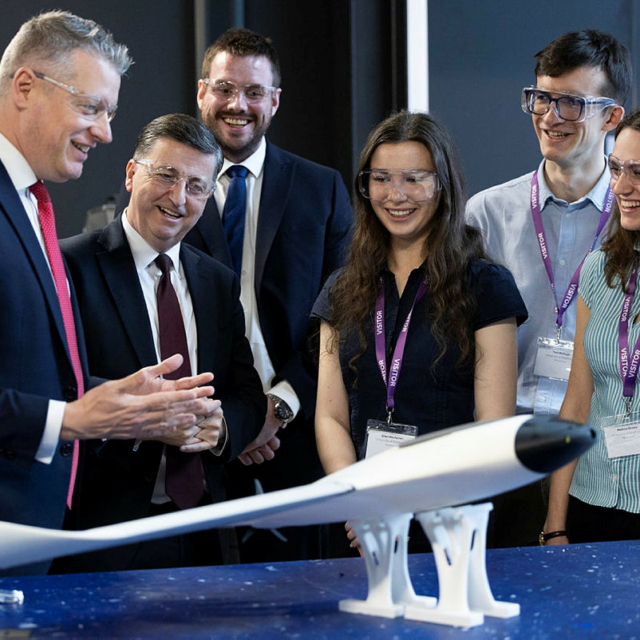 The Minister for Defence Readiness and Industry, Luke Pollard MP (left) and Scottish Secretary of State Douglas Alexander (centre left) launch the Defence Growth Deal at the National Manufacturing Institute Scotland in Glasgow on 12 March 2026. Image: MOD Crown Copyright/Rosie Hallam