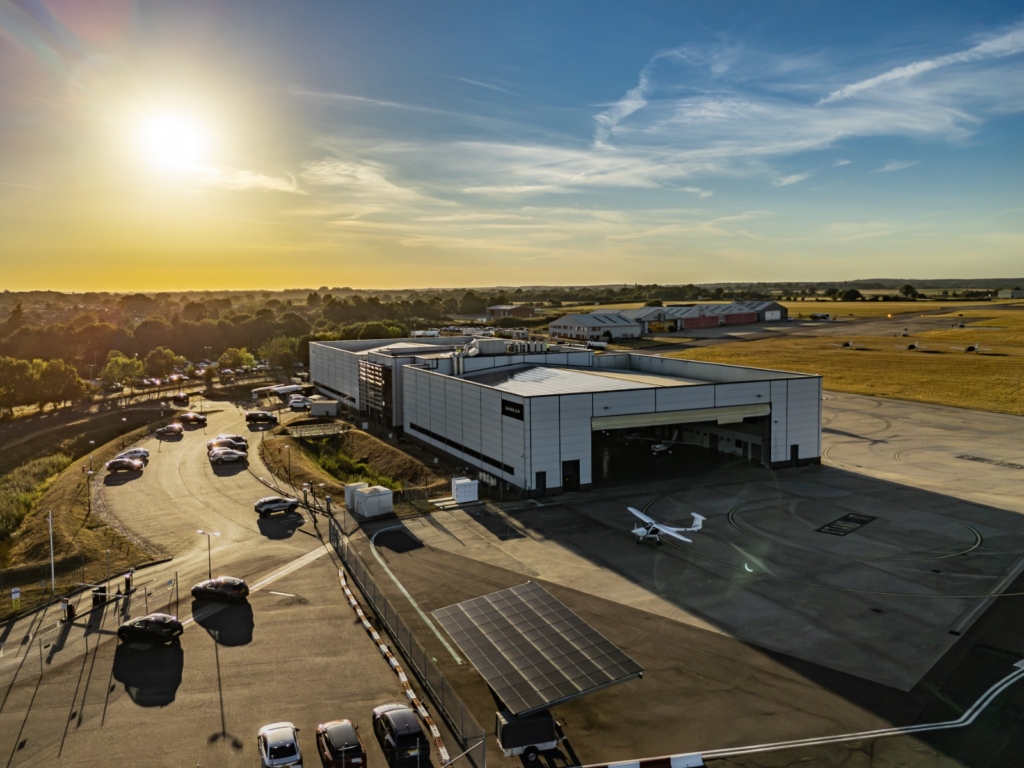 Above: Aerial view of Saxon Air hangar. Photo: copyright Saxon Air