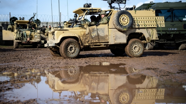 Soldiers from 1st Battalion Welsh Guards in a WMIK Land Rover