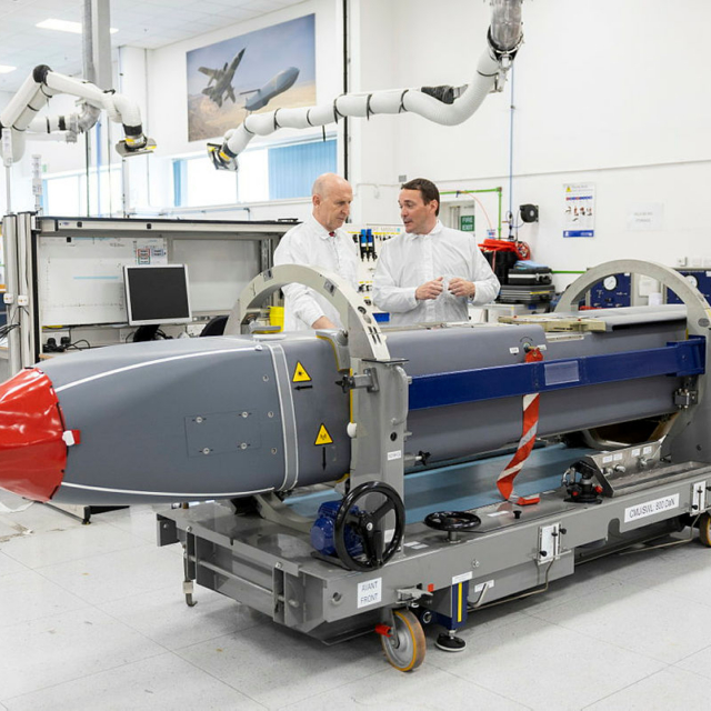 Former Defence Secretary John Healey MP is given a tour of the UK's Storm Shadow production line at MBDA's facility in Stevenage on 31 May 2025. Image: MOD Crown Copyright/Rosie Hallam
