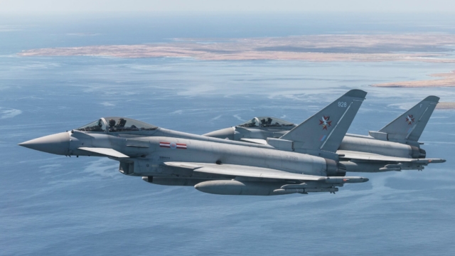 Two RAF Tranche 1 Typhoons in Falkland Islands