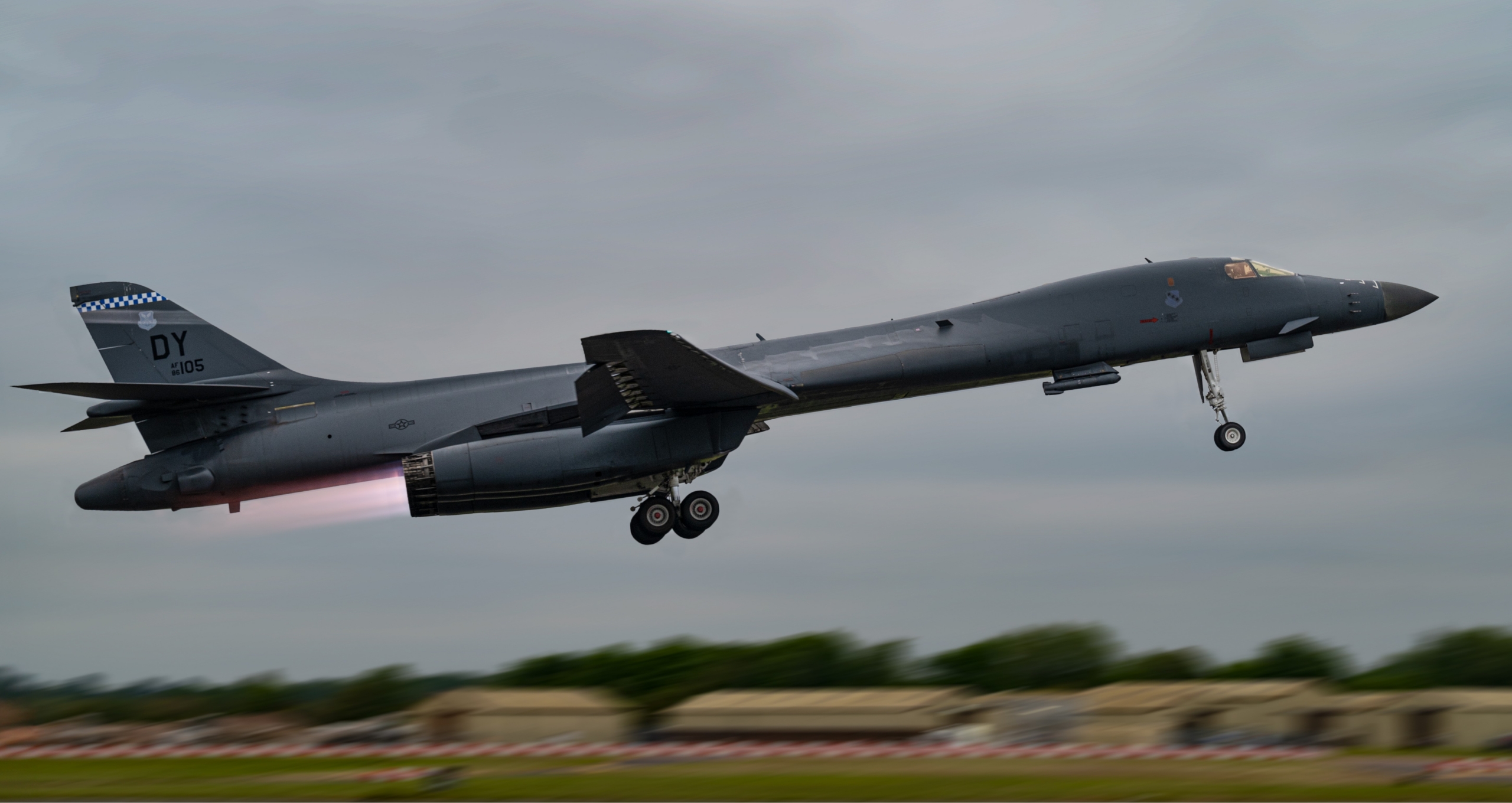 A USAF-operated B-1B Lancer takes off from RAF Fairford, Gloucestershire, on 5 June 2023. Image: USAF/Senior Airman Josiah Brown