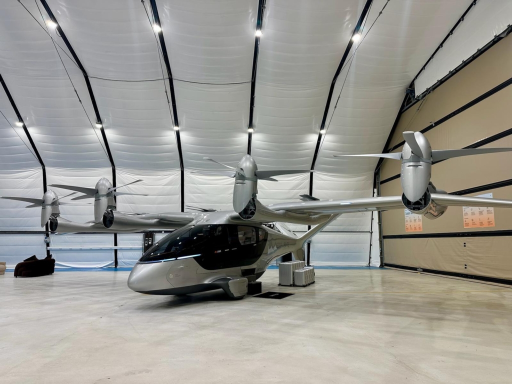 Vertical Aerospace Valo in the hangar at Cotswold Airport