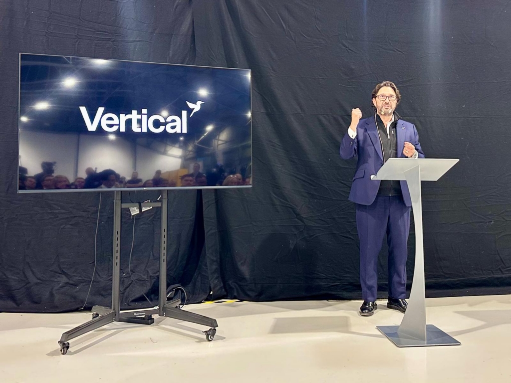 CEO of vertical aerospace Stuart Simpson speaking at the opening of the new production facility
