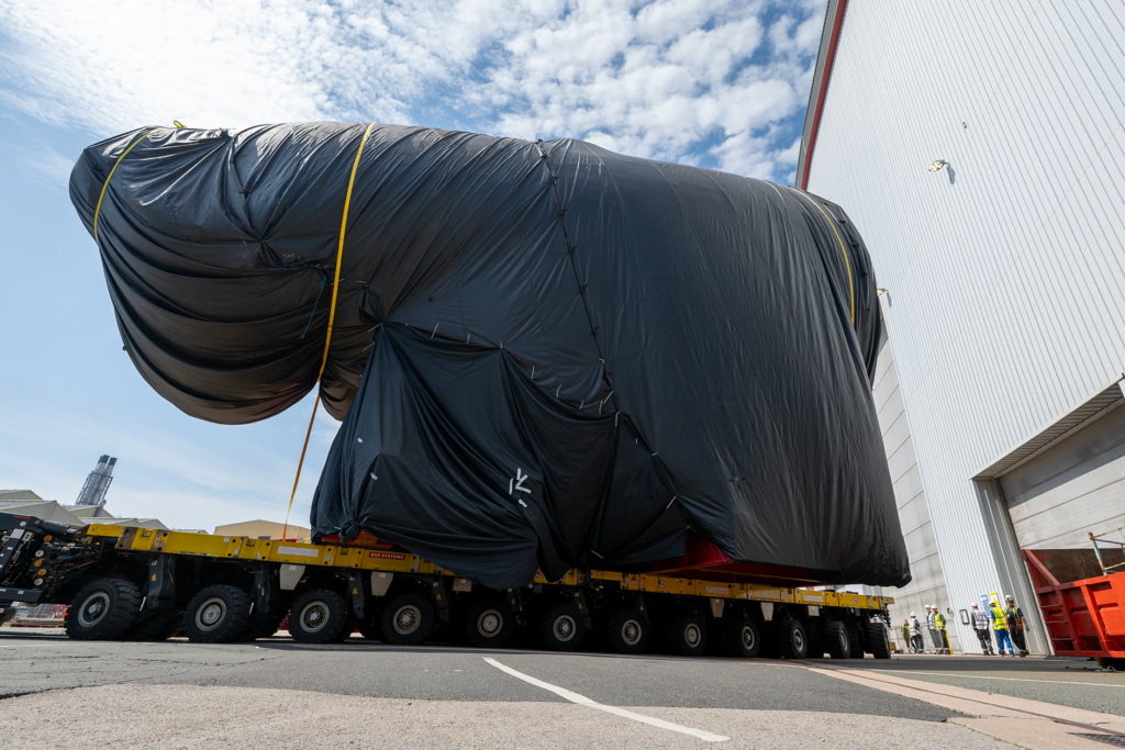 section of a Dreadnought Class submarine moved through the centre of Barrow-in-Furness