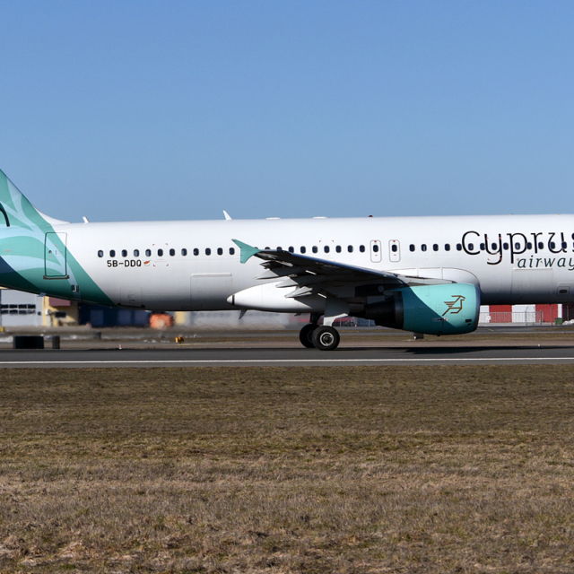 A Cyprus Airways Airbus A320 aircraft at Tallinn Airport.