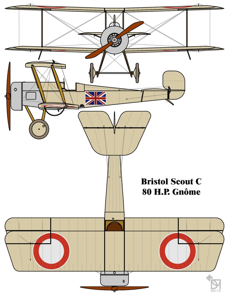 RNAS Bristol Scout C, with 1914/15-style red-ring style wing roundels