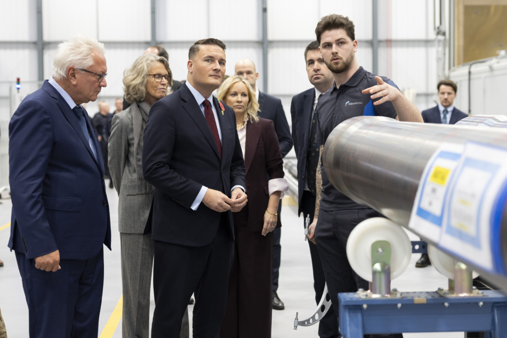 UK Defence Secretary Wes Streeting at opening of Rheinmetall's new gun barrel production facility in Telford on 22 October 2026. Image: MOD Crown Copyright/Rosie Hallam